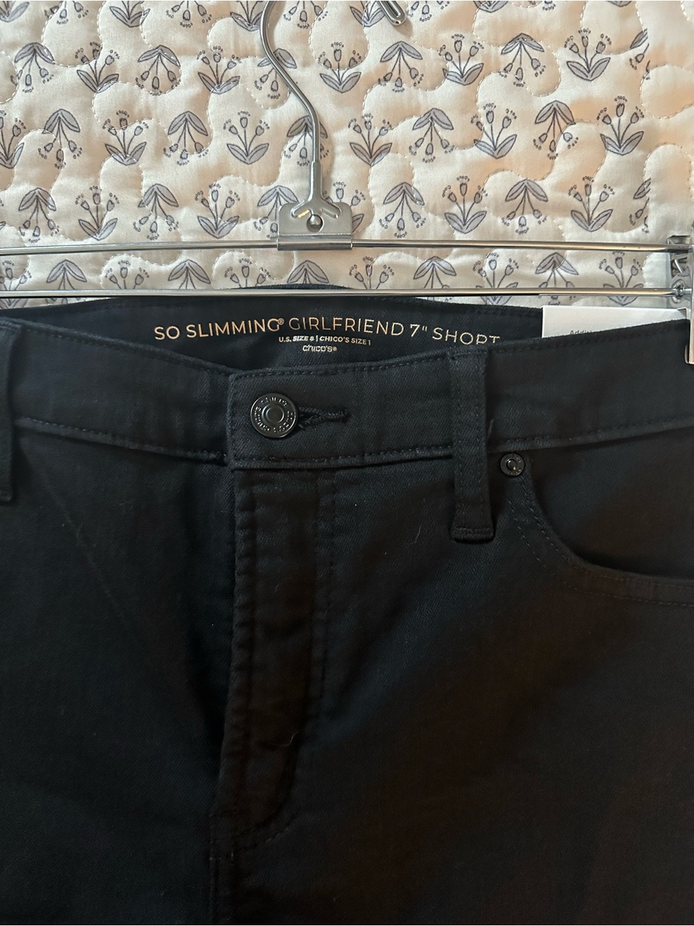 Chico's Black Frayed Hem Denim Shorts - Picture 4 of 5